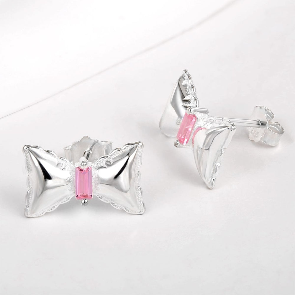 Whitegold Tone Alloy Earrings with Pink Emporia Crystals