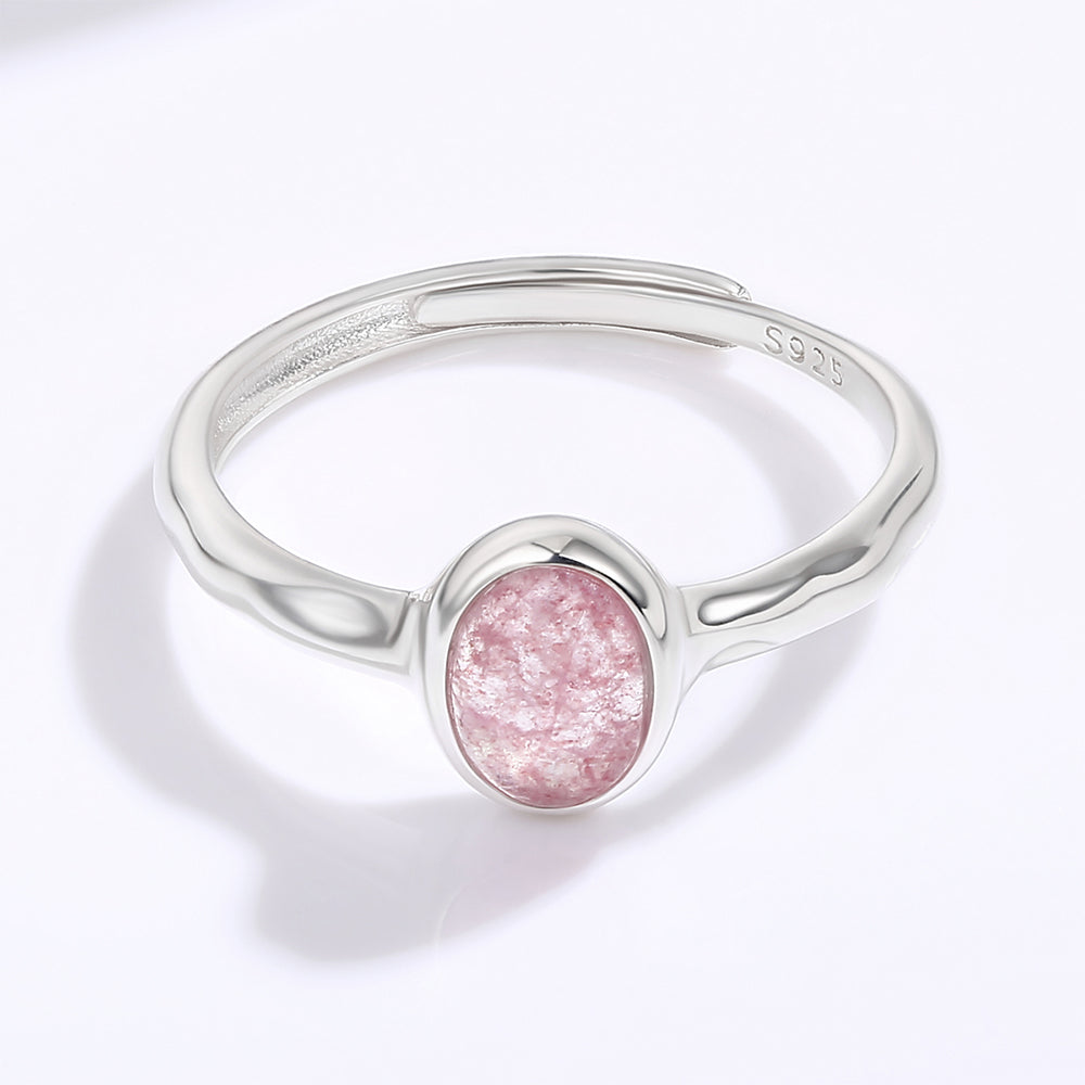 Whitegold Tone Alloy Ring with Pink Emporia Crystals