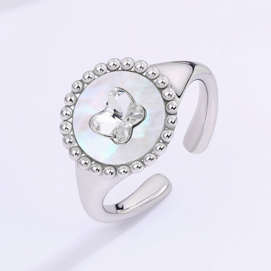 Ring aus goldplattierterr Legierung mit weißem Emporia® Kristall