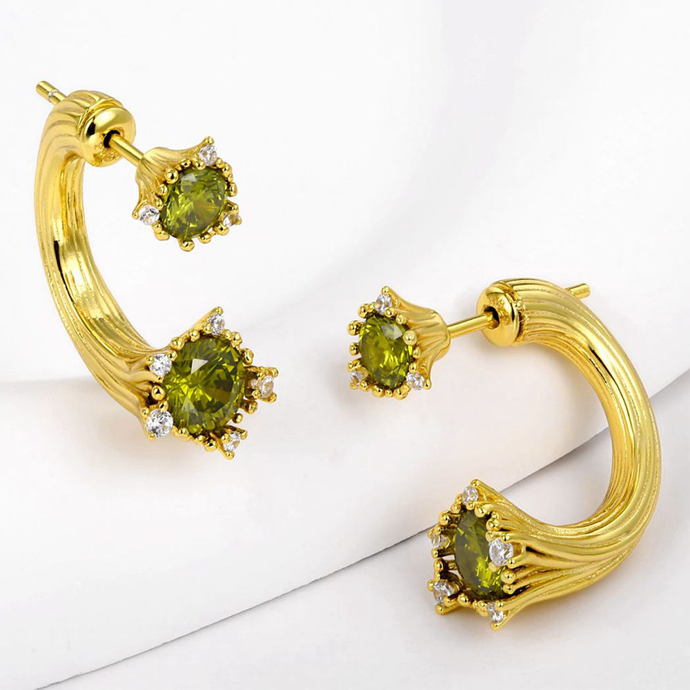 Ohrringe aus goldplattierter Legierung mit grünem Emporia® Kristall