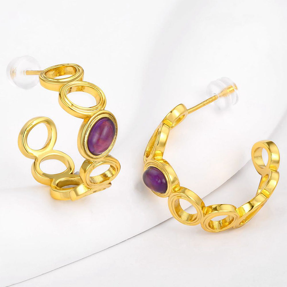 Ohrringe aus goldplattierter Legierung mit purpurfarbenem Emporia® Kristall