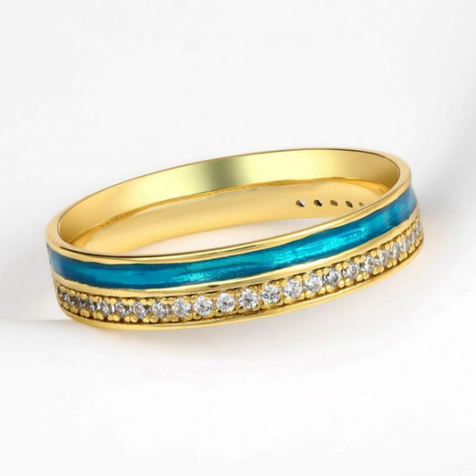 Ring aus goldplattierterr Legierung mit weißem Emporia® Kristall