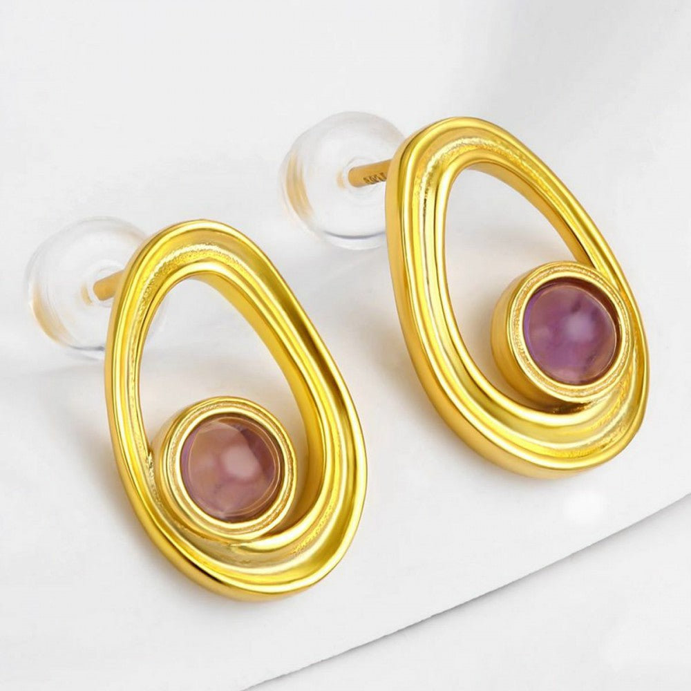 Ohrringe aus goldplattierter Legierung mit purpurfarbenem Emporia® Kristall