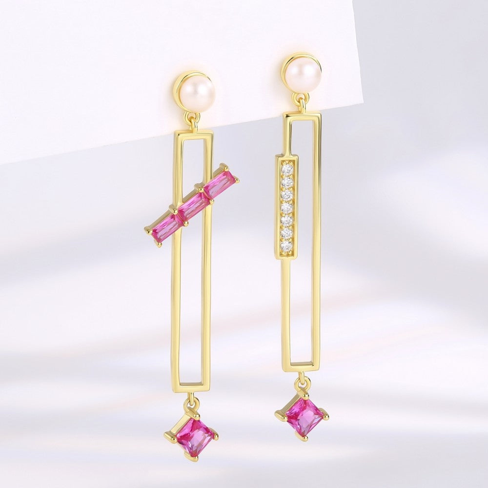 Ohrringe aus goldplattierter Legierung mit rosafarbenem Emporia® Kristall