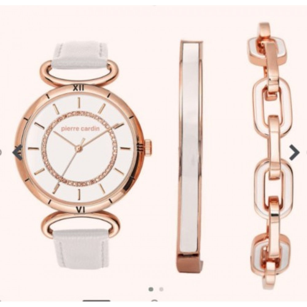 Uhr aus goldplattierter Legierung mit Emaille und weißem Emporia® Kristall