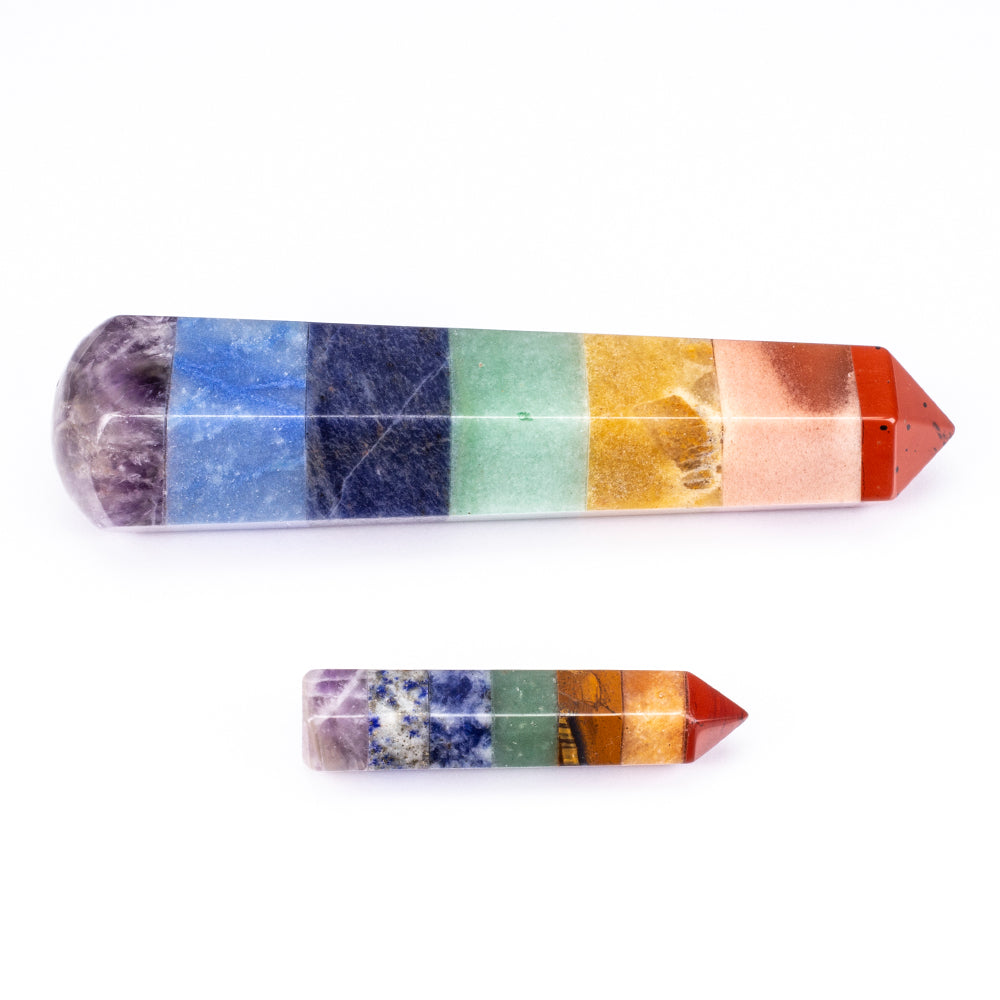 Chakrastab mit Edelsteinen (5cm) + großer Chakrastab mit Edelsteinen (11 cm) ALS GESCHENK mit 2 Etuis