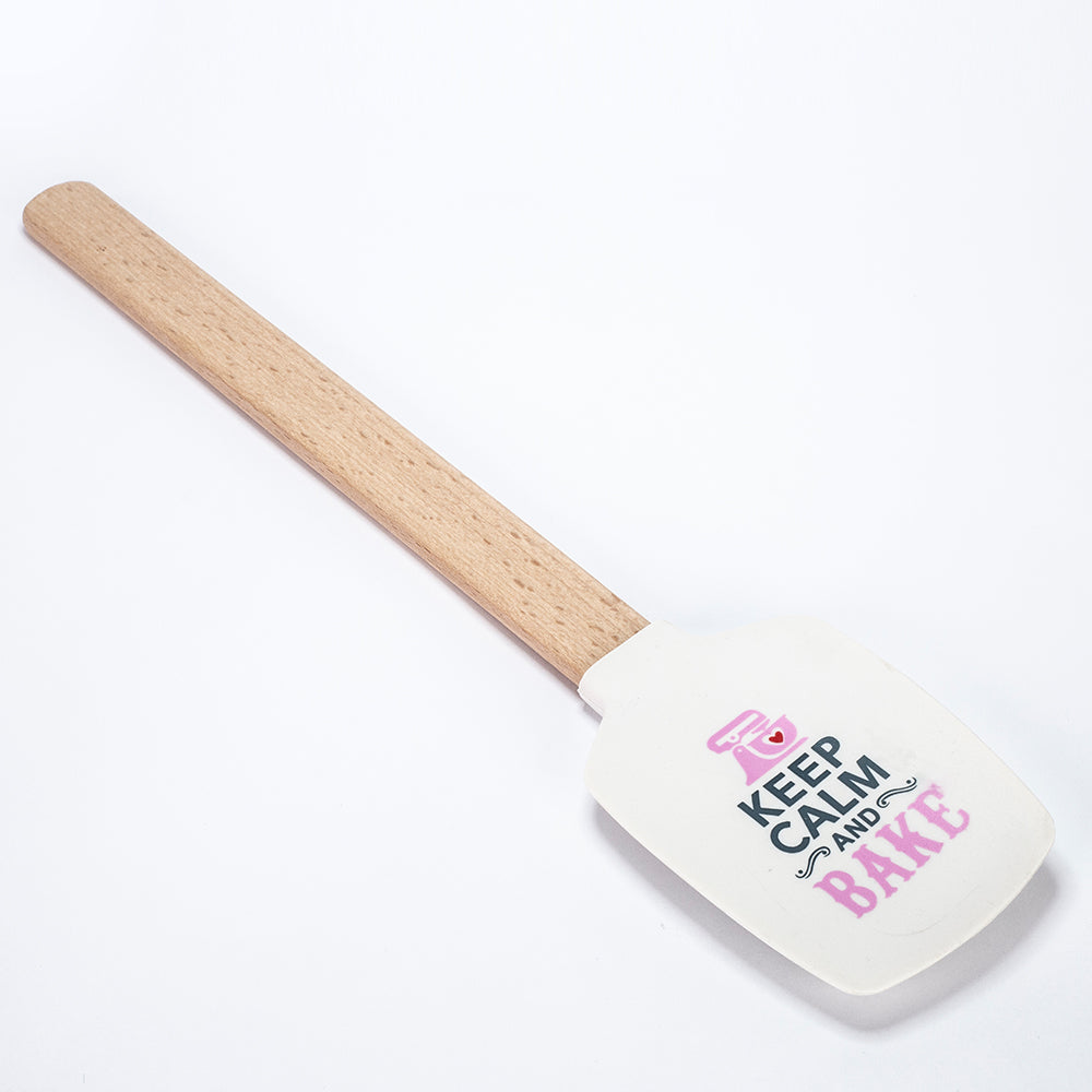 "Keep Calm and Bake" Spatel mit Holzgriff und rechteckigem Kopf