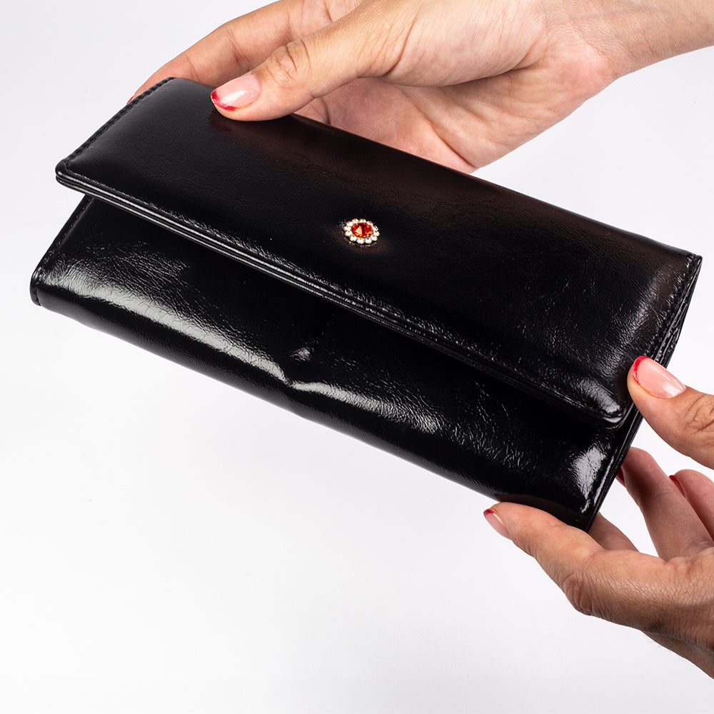 Datenschutz-Portemonnaie für Frauen, mit Schlüsselanhänger, Farbe: rot oder schwarz