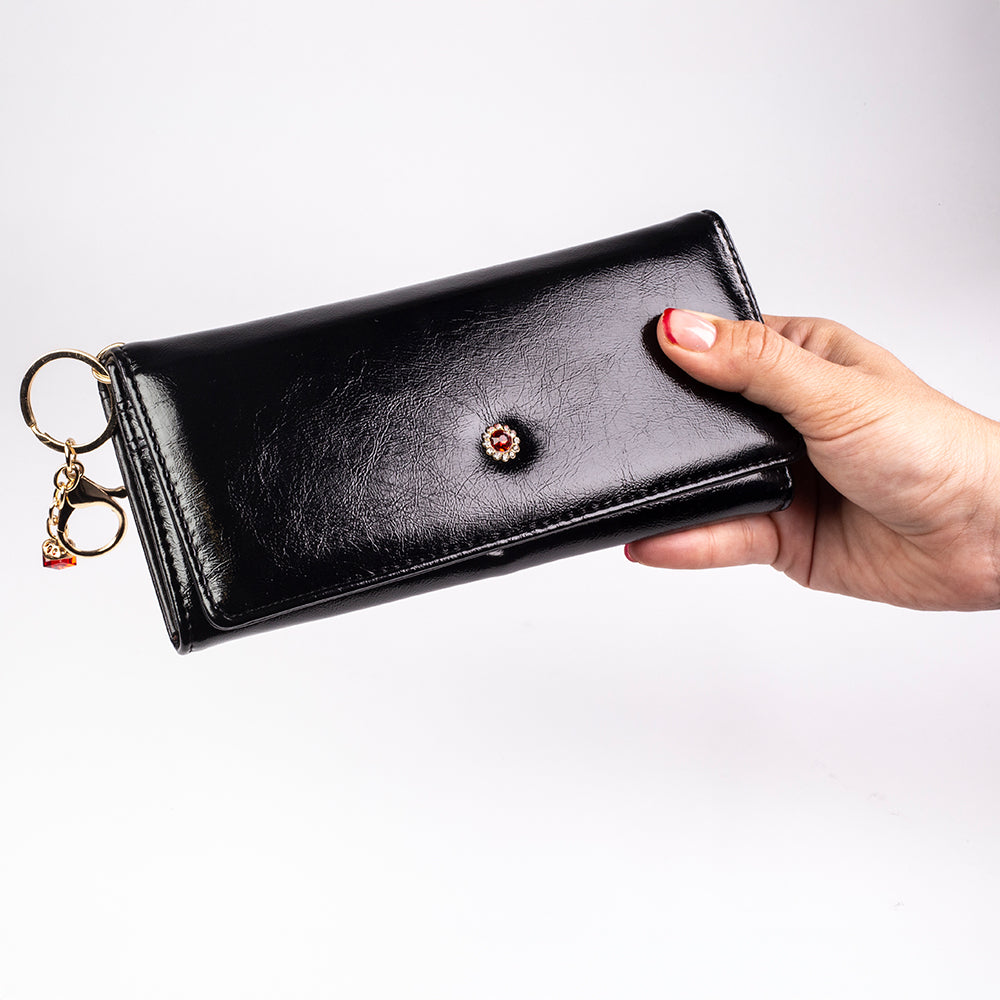 Datenschutz-Portemonnaie für Frauen, mit Schlüsselanhänger, Farbe: rot oder schwarz