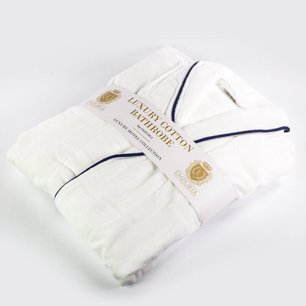 Emporia Cotton Luxury Bathrobe, 100% Cotton, 350GSM, White