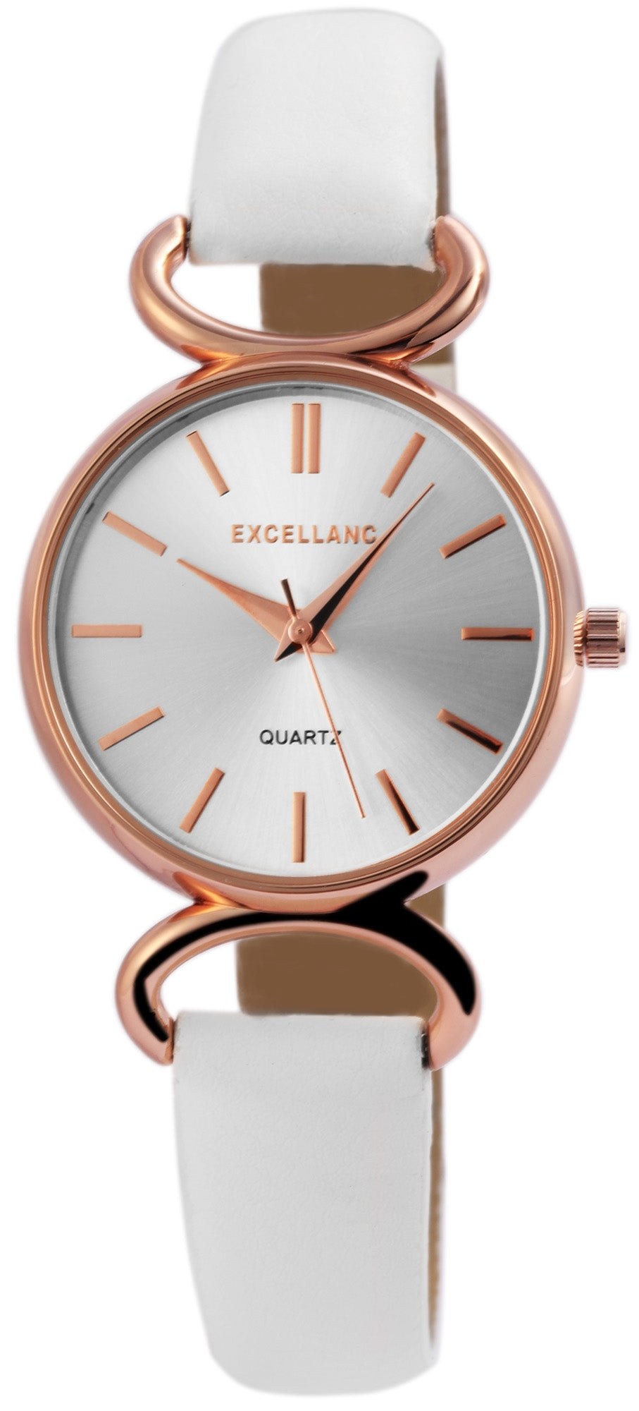 Excellanc Womens watch with imitation leather strap EX0484, rose gold color, , silver dial color, 18-24 cm