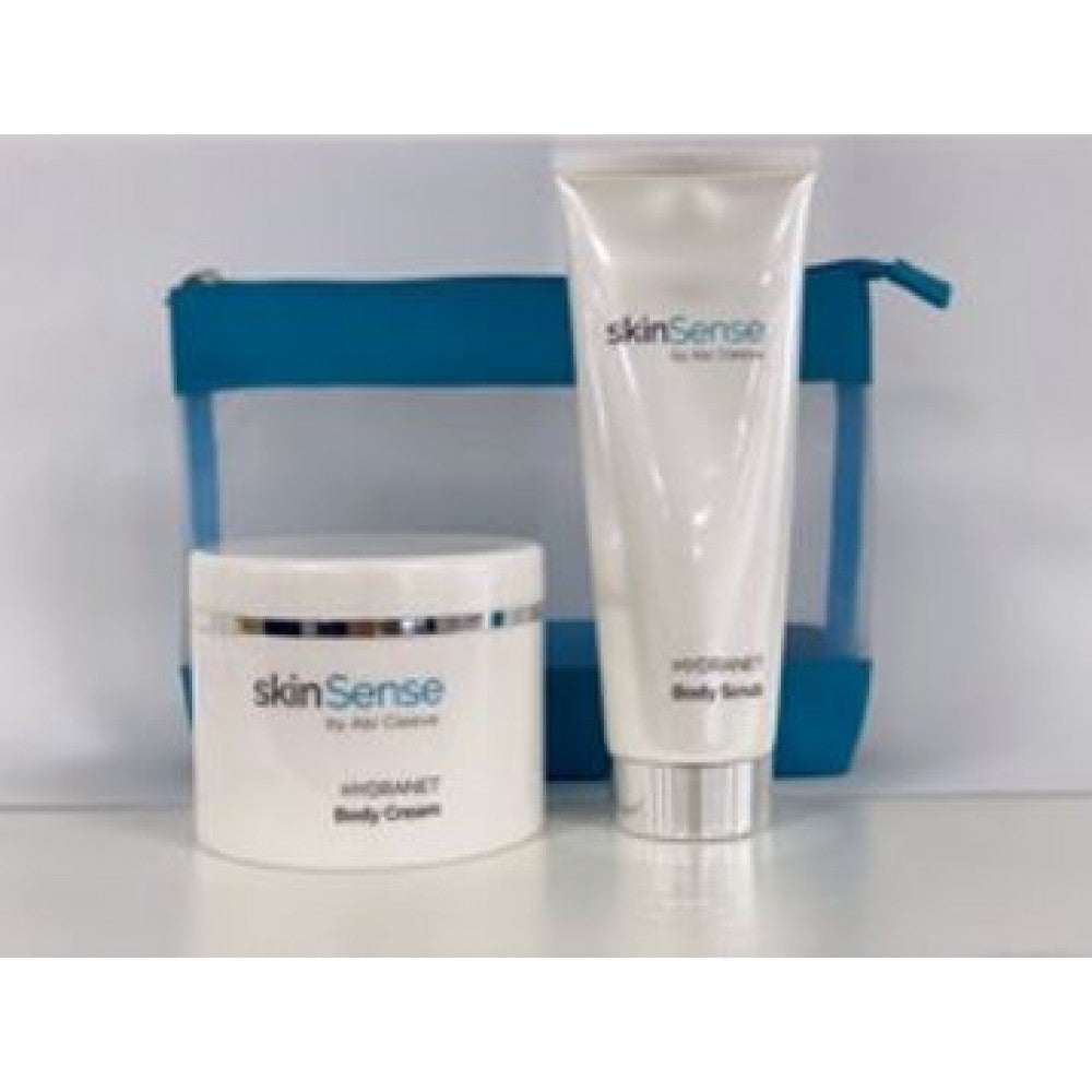 SkinSense 2 Step Body Prep & Prime Kollektion: ein Set mit SkinSense Körpercreme 400ml und Körperpeeling 200ml