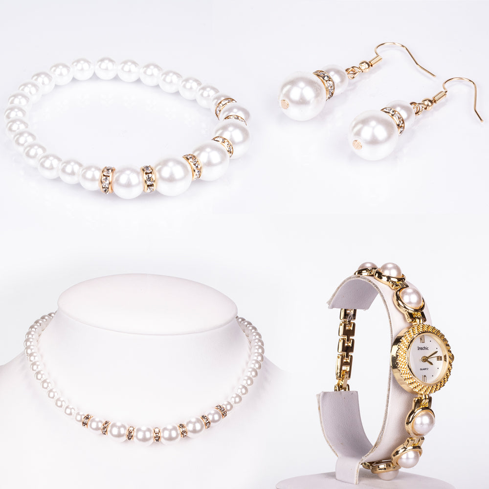 Uhr aus goldplattierter Legierung mit weißem Emporia® Kristall 1