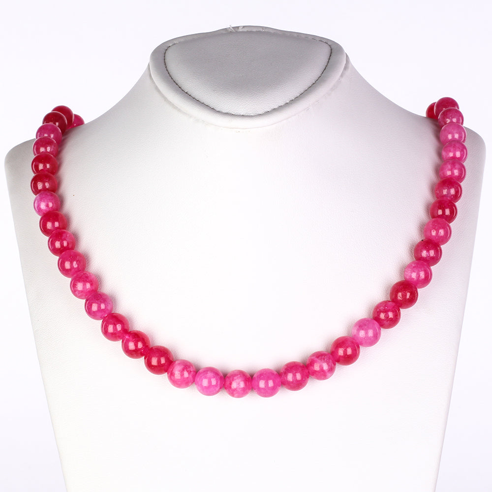 künstlicher Perle Halskette mit rosafarbenem Jade