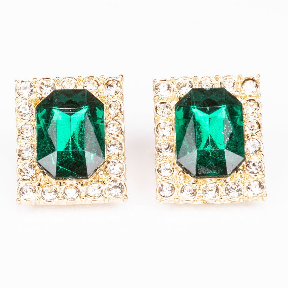 Uhr aus goldplattierter Legierung mit grünem Emporia® Kristall und weißem Emporia® Kristall