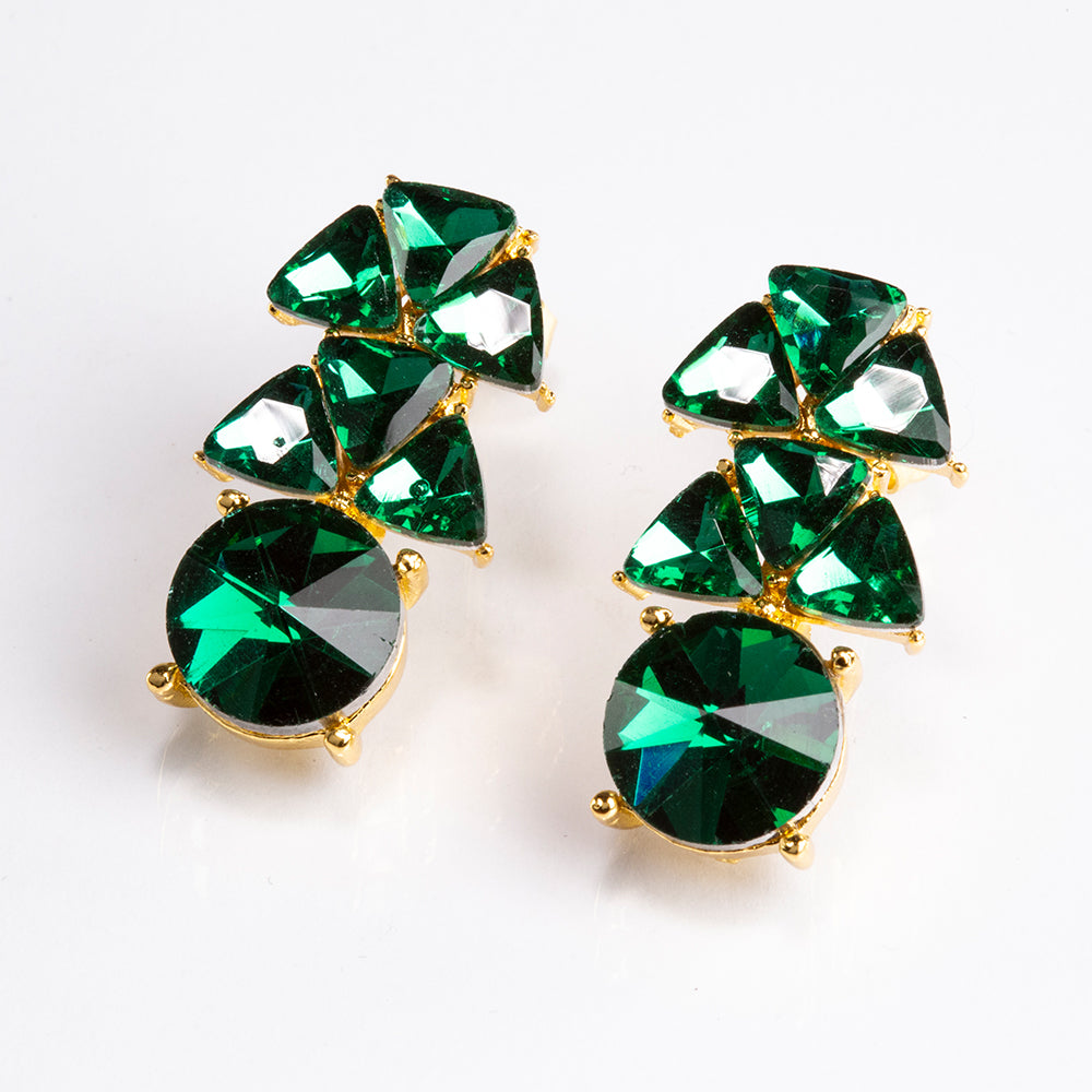 Schmuckgarnitur aus aus goldplattierter Legierung mit grünem Emporia® Kristall