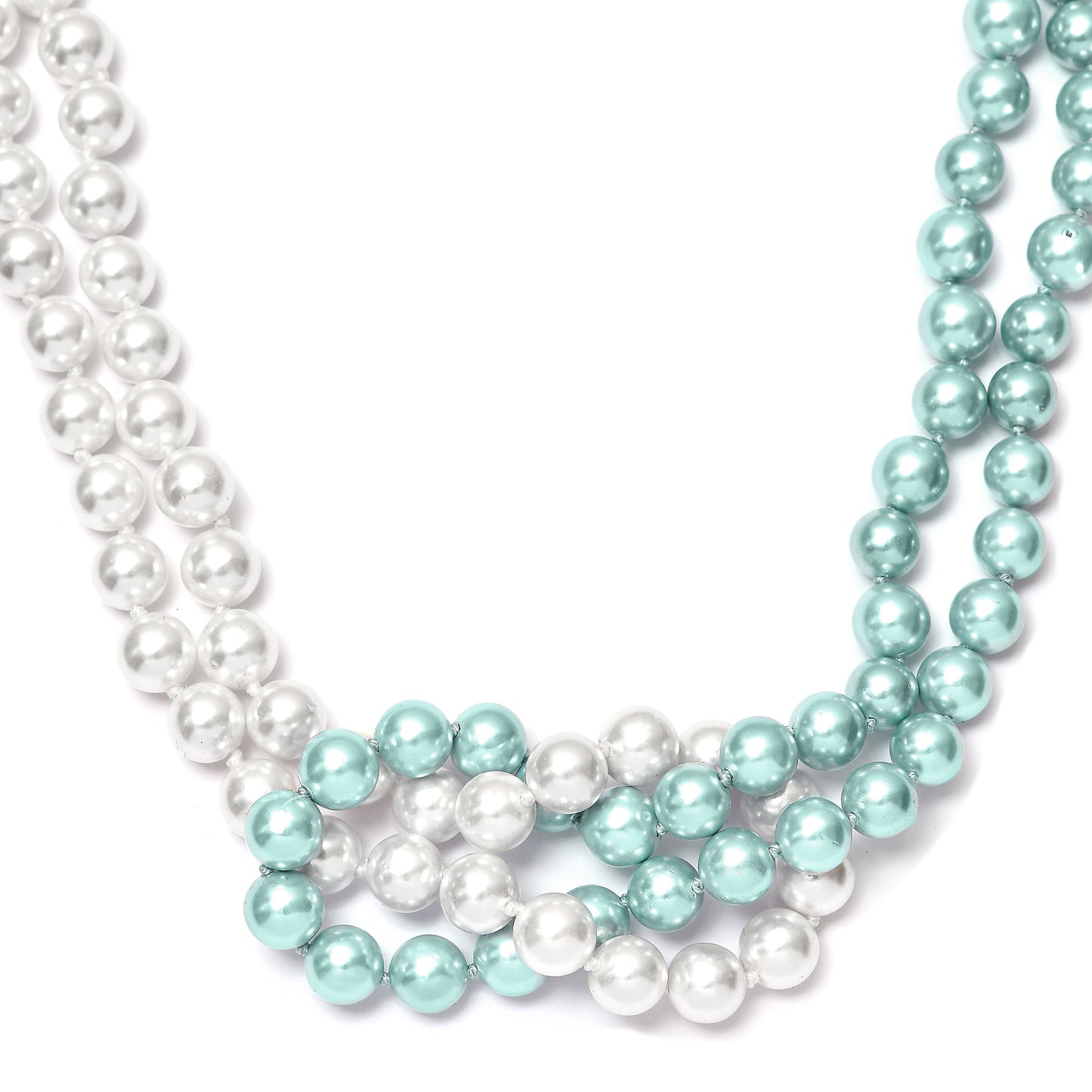 Silberhalskette mit weißer Süßwasserperle und grüner Perle