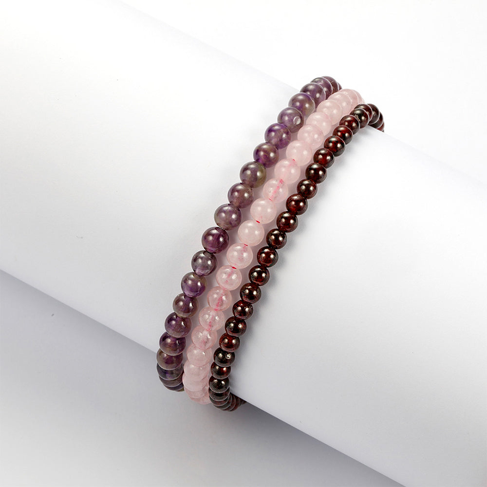 Schmuckgarnitur aus Nugget mit Amethyst und Rosenquarz