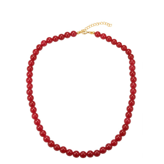 Halskette aus goldplattierter Legierung mit Jade