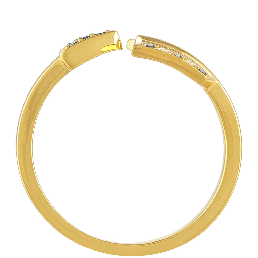 Goldplattierter Silberring mit blauem Diamant