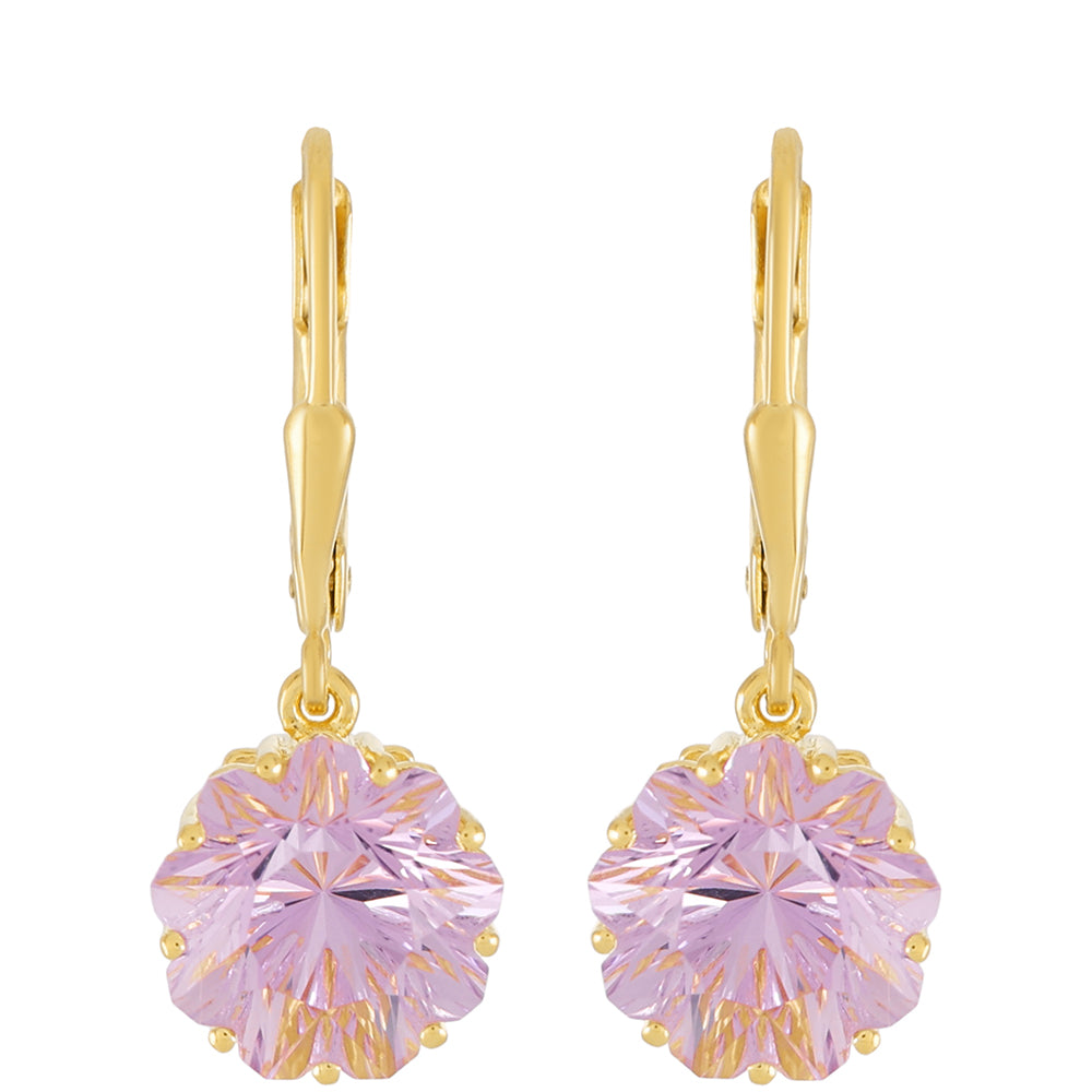 Goldplattierte Silberohrringe mit Rose De France Amethyst