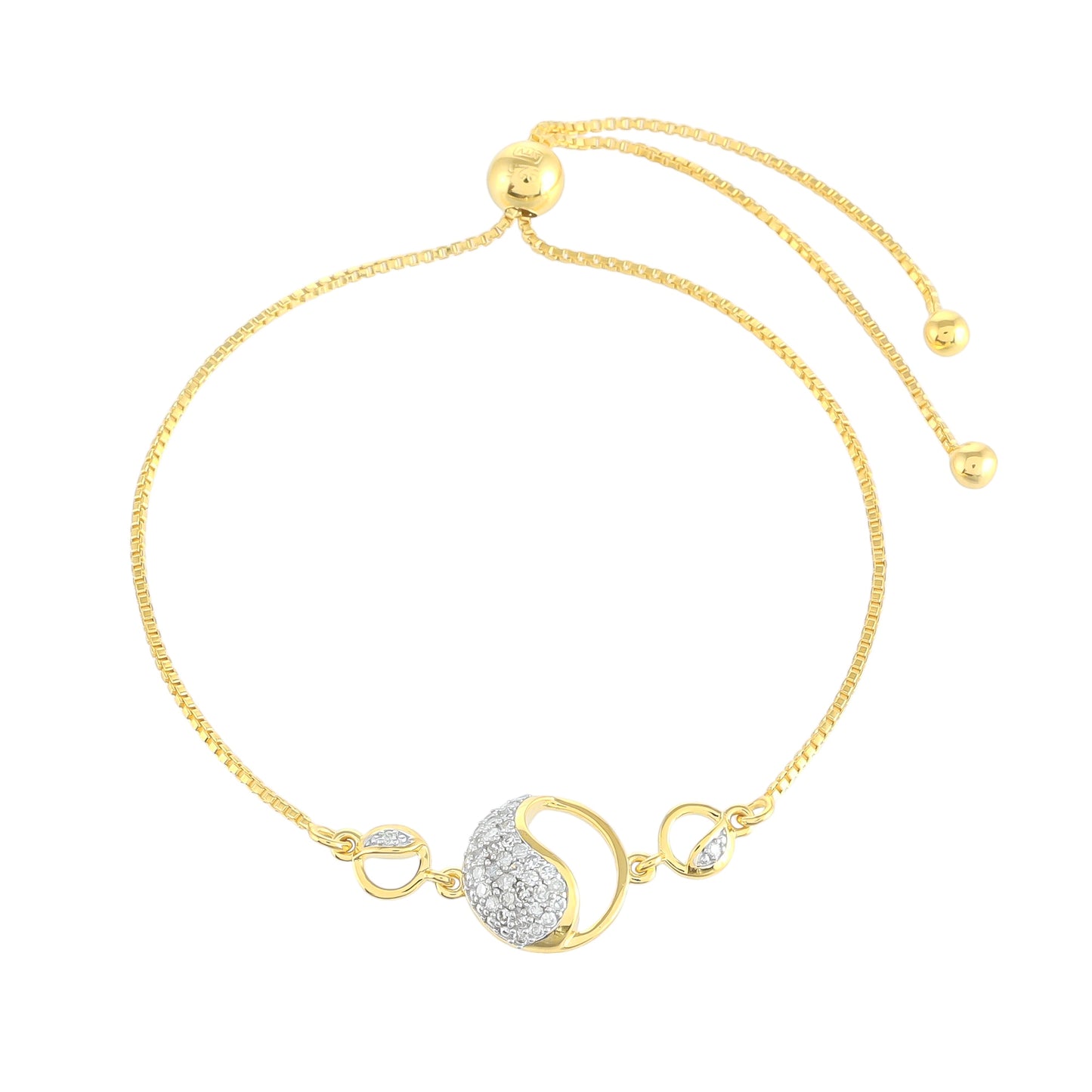 Goldplattiertes Silberarmband mit weißem Diamant