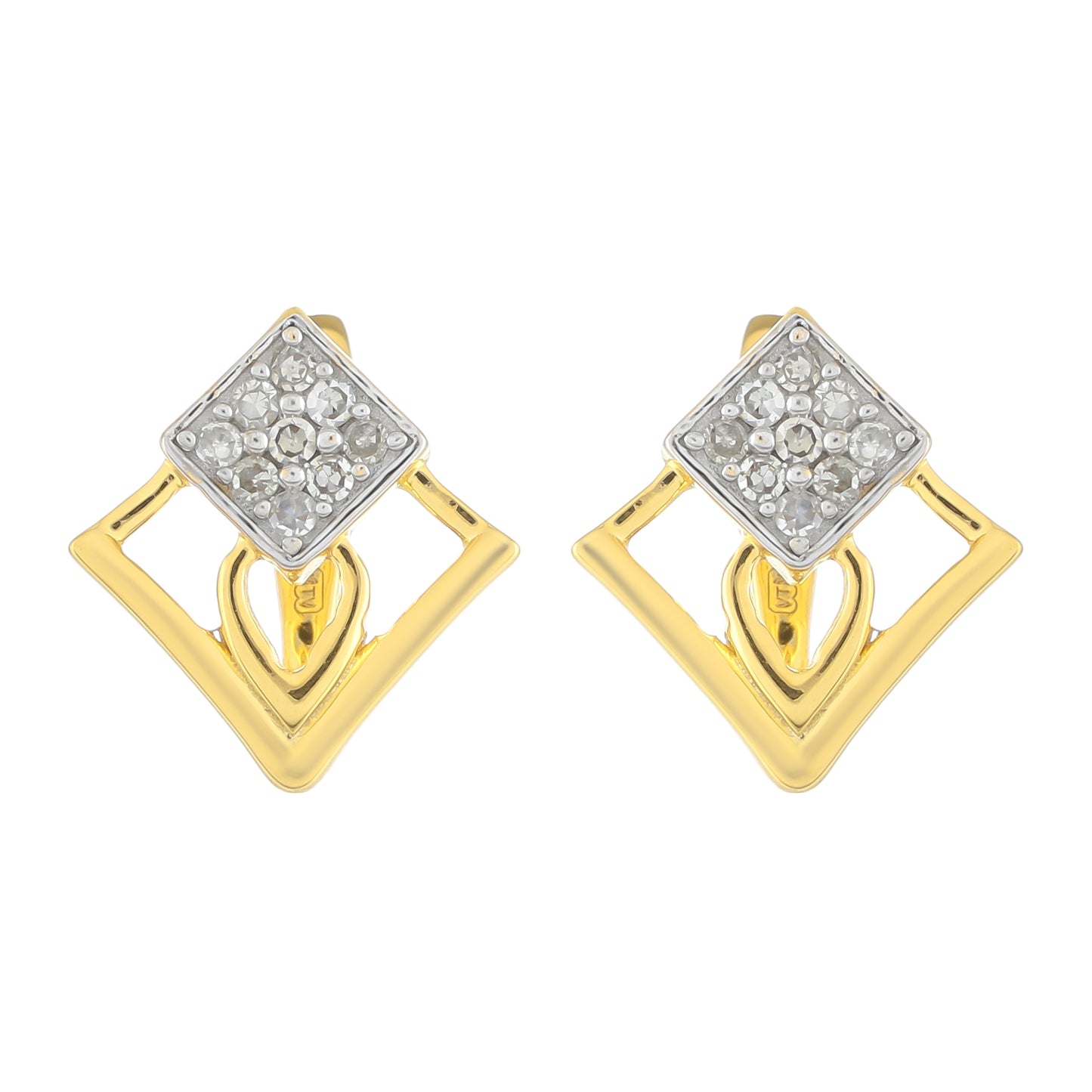 Goldplattierte Silberohrringe mit weißem Diamant