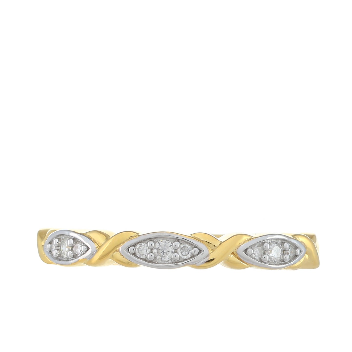 Goldplattierter Silberring mit weißem Diamant