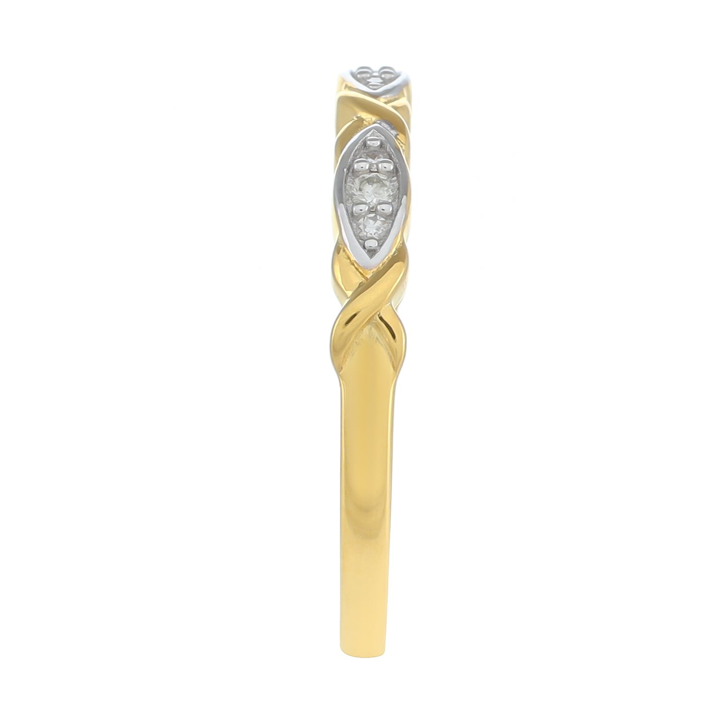 Goldplattierter Silberring mit weißem Diamant