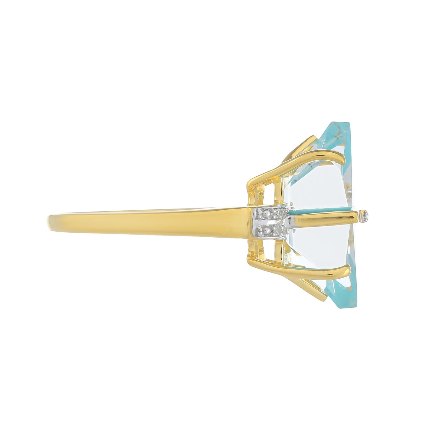 Goldplattierter Silberring mit Türkis und weißem Diamant