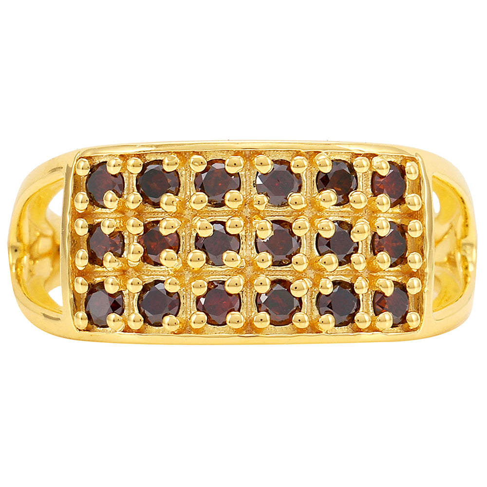 Goldplattierter Silberring mit rotem Diamant