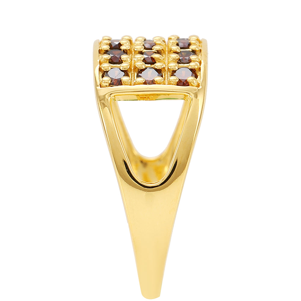 Goldplattierter Silberring mit rotem Diamant