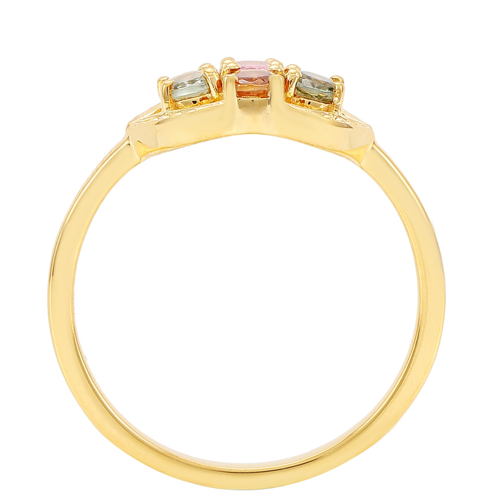Goldplattierter Silberring mit regenbogenfarbenem Turmalin aus Pelmadulla