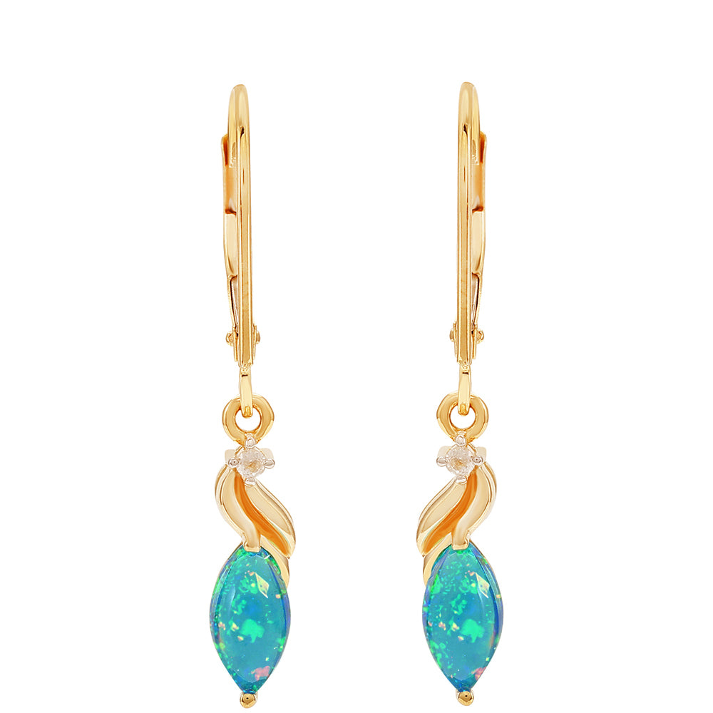 Goldohrringe mit äthiopischem Paraiba-Blauopal und weißem Topas
