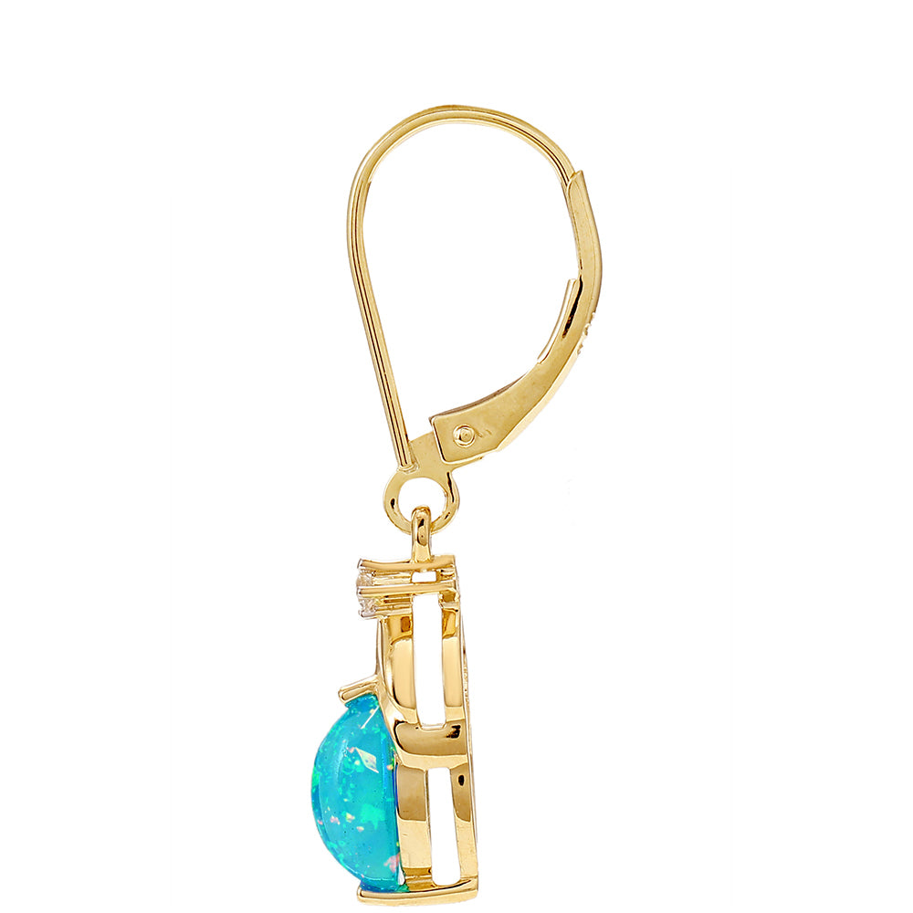 Goldohrringe mit äthiopischem Paraiba-Blauopal und weißem Topas