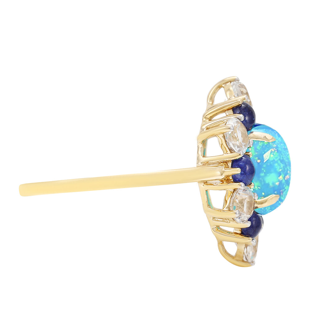 Goldring mit äthiopischem Paraiba-Blauopal und blauem Saphir 2