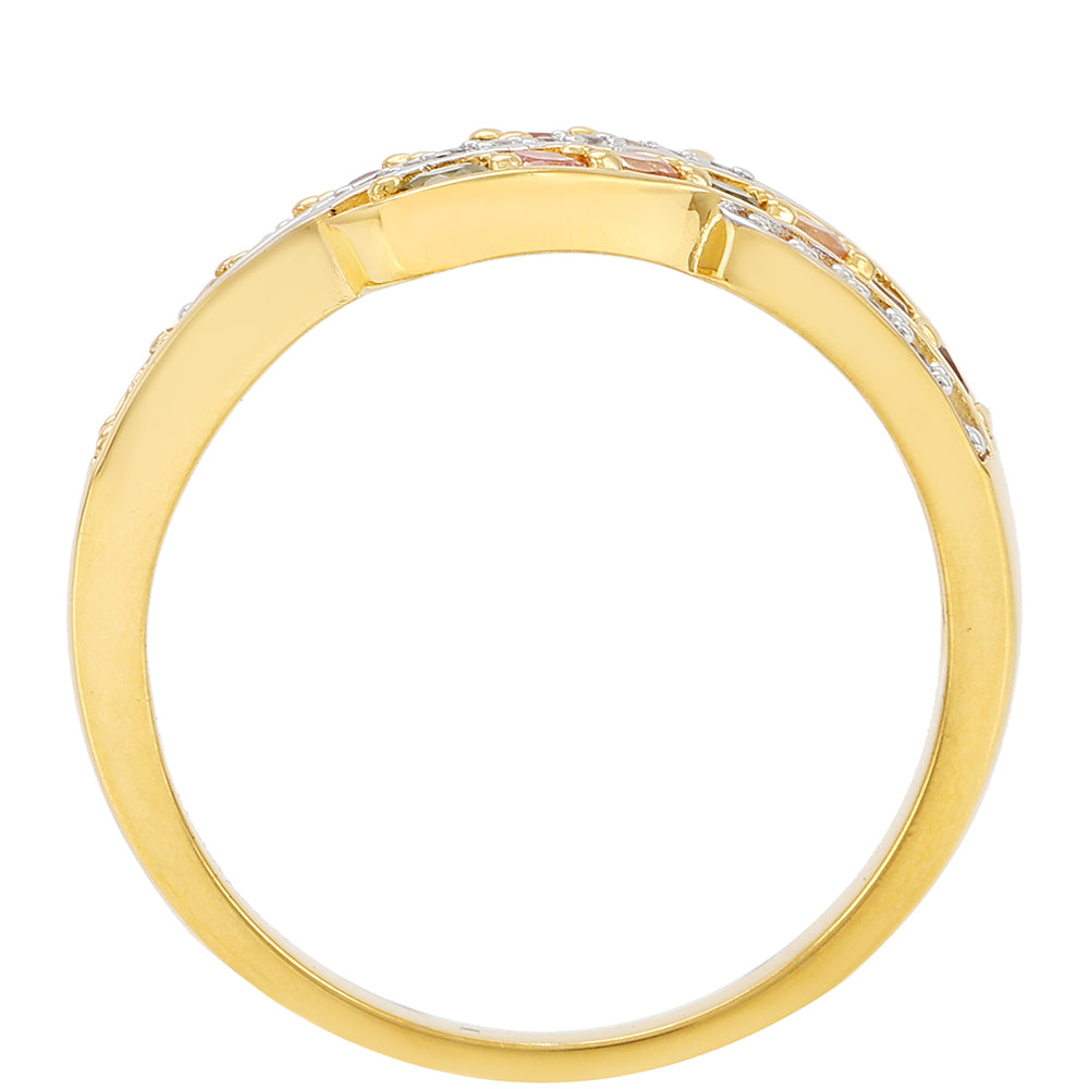 Goldplattierter Silberring mit regenbogenfarbenem Turmalin aus Pelmadulla und weißem Topas