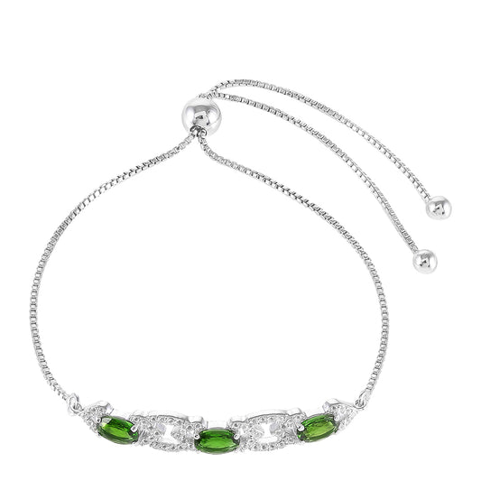 Silberarmband mit Chromdiopsid und weißem Topas
