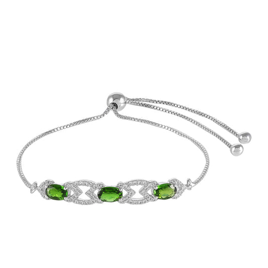 Silberarmband mit Chromdiopsid und weißem Topas