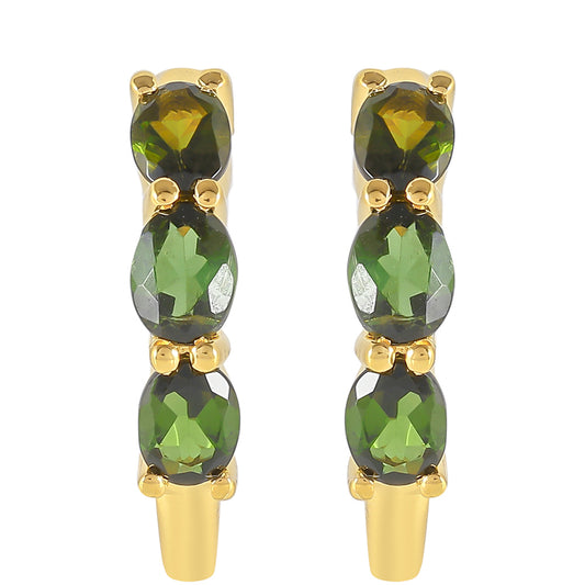 Goldplattierte Silberohrringe mit grünem Turmalin