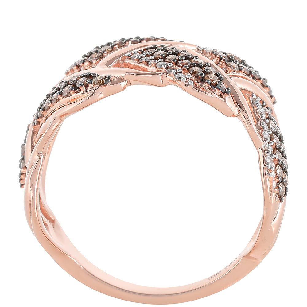 Rosevergoldeter Silberring mit Champagner-Diamant und weißem Diamant 4