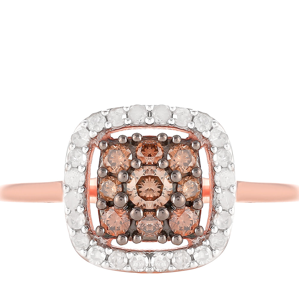 Rosevergoldeter Silberring mit Champagner-Diamant 5