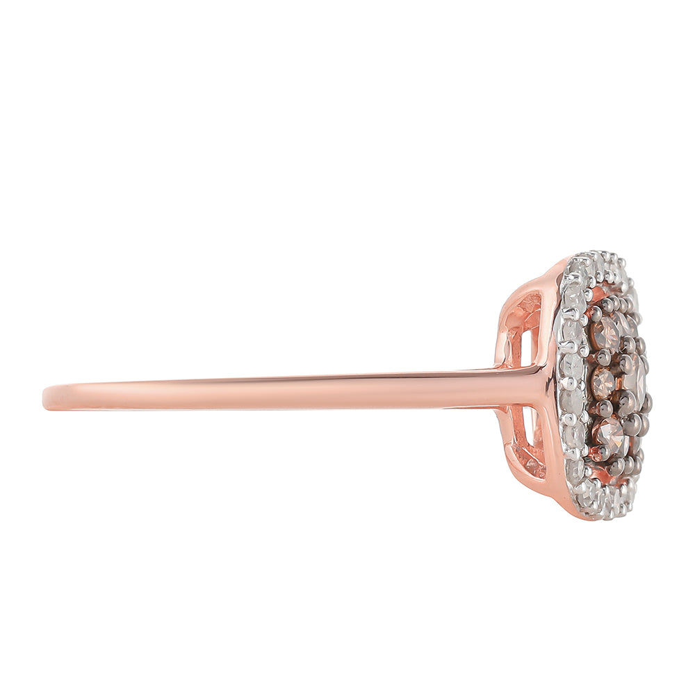 Rosevergoldeter Silberring mit Champagner-Diamant 2