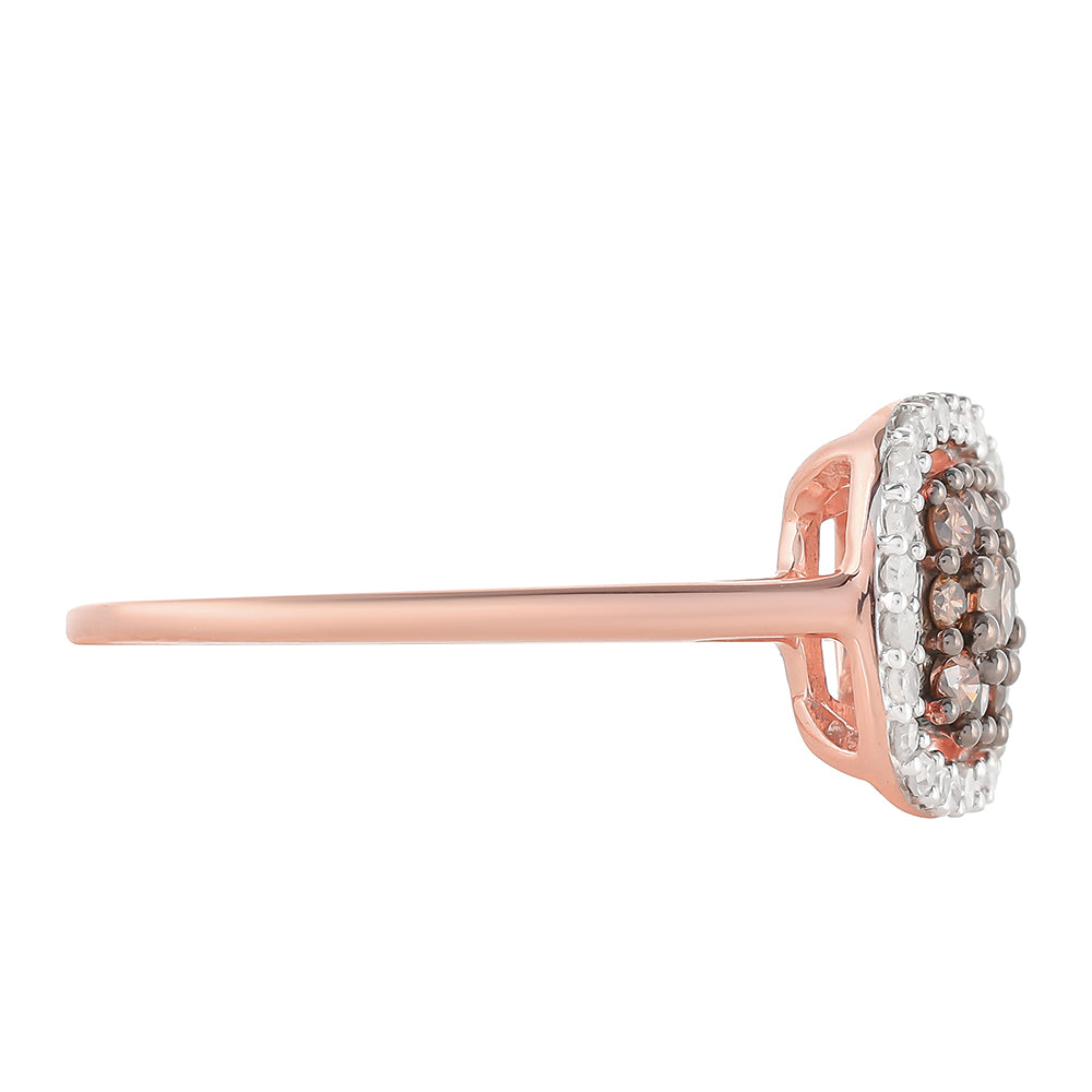 Rosevergoldeter Silberring mit Champagner-Diamant 6