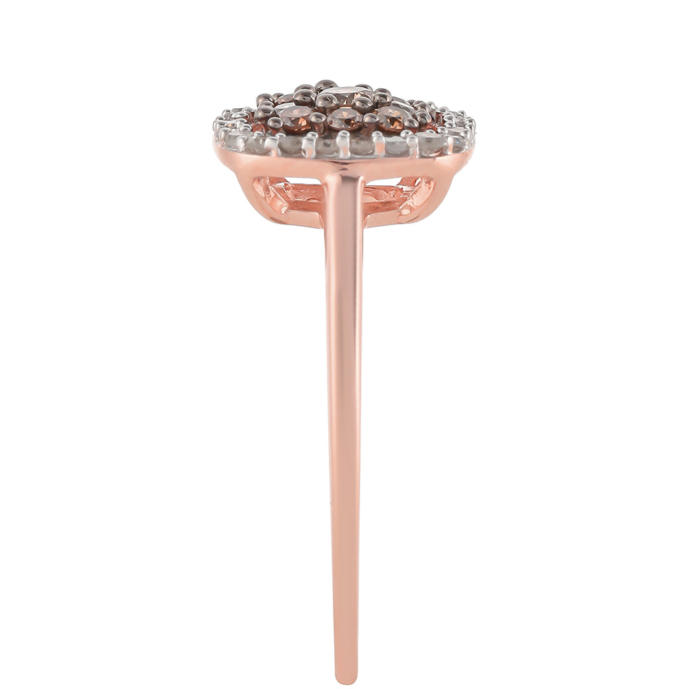 Rosevergoldeter Silberring mit Champagner-Diamant 3
