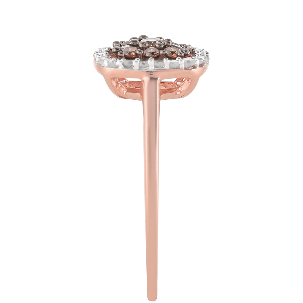 Rosevergoldeter Silberring mit Champagner-Diamant 7