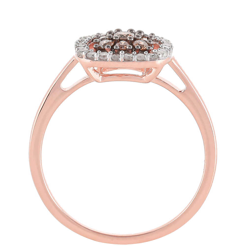Rosevergoldeter Silberring mit Champagner-Diamant 4