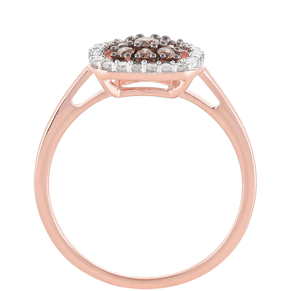 Rosevergoldeter Silberring mit Champagner-Diamant 8