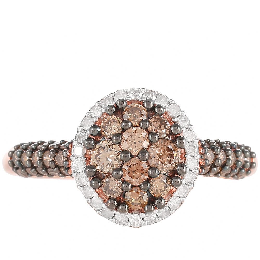 Rosevergoldeter Silberring mit Champagner-Diamant 5