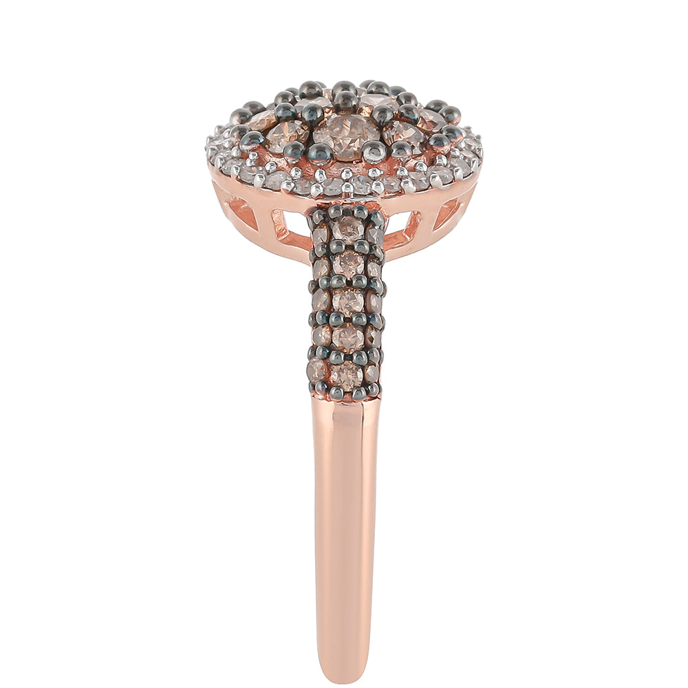 Rosevergoldeter Silberring mit Champagner-Diamant 3